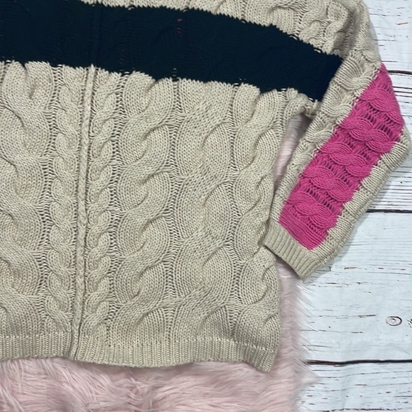Label + Thread Clara Striped Crewneck Cable Sweater - Sand - Picture 9 of 12